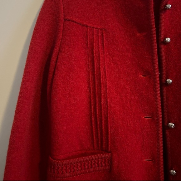 Vintage Red Wool Cardigan Sweater with Beautiful Buttons Made in Austria - Picture 6 of 8